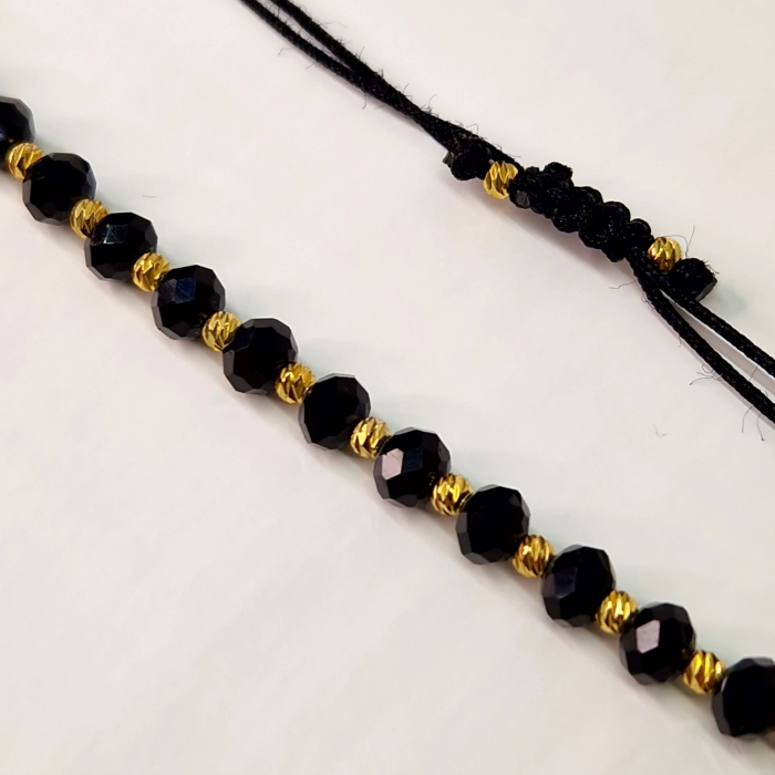 Bratara din onix negru cu bilute placate cu aur de 14k [8]