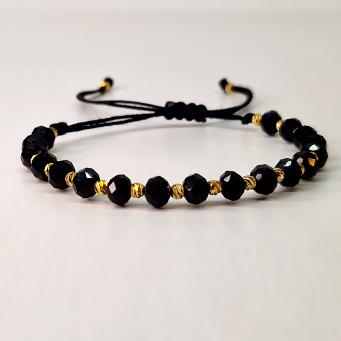 Bratara din onix negru cu bilute placate cu aur de 14k [9]