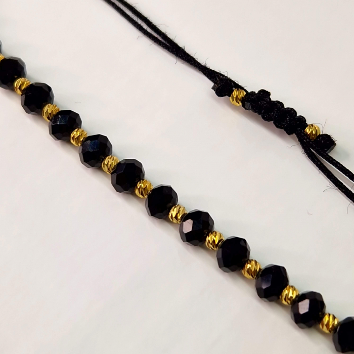 Bratara din onix negru cu bilute placate cu aur de 14k [7]