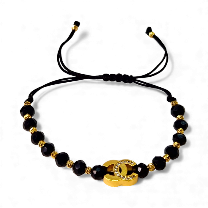 Bratara unisex cu onix si bilute placata ce aur de 14k [7]