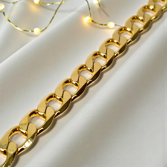 Brățară placată cu aur Alexis cu zale late și luciu intens [6]