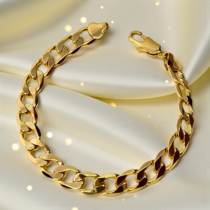 Brățară placată cu aur Alexis cu zale late și luciu intens [2]