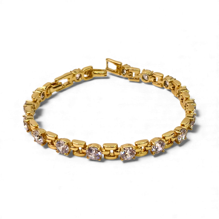 Brățară Beatrice placată cu aur cu zirconii rotunde aliniate [3]