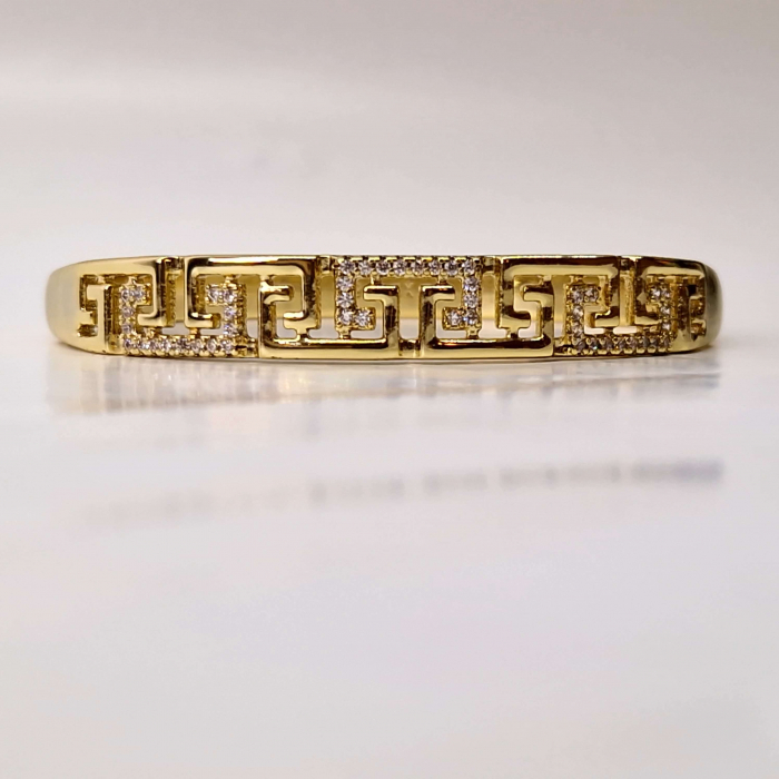 Bratara placata cu aur de 14k cu modele geometrice si cristale albe zirconiu [1]