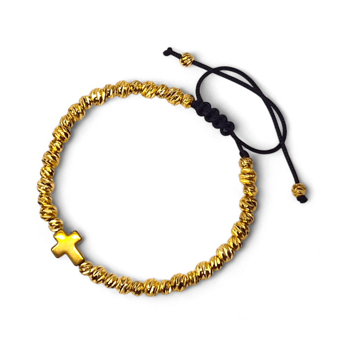 Brățară IH809 placată cu aur 18K cu cruce din hematit aurit [1]