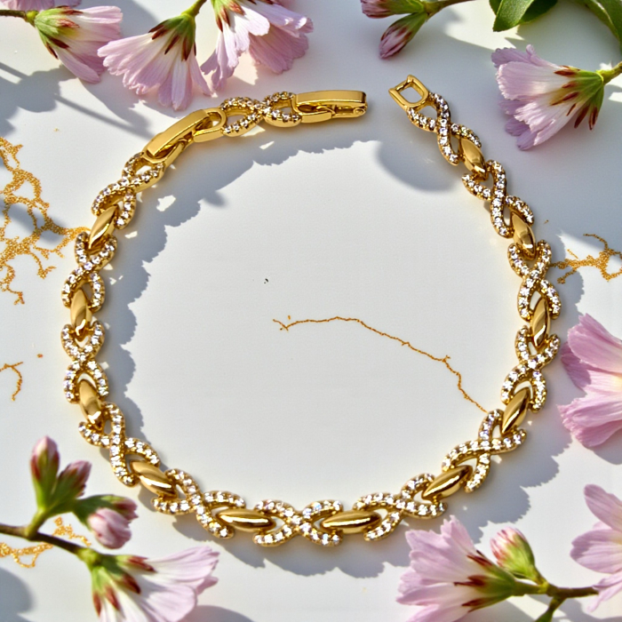 Brățară Deniz placată cu aur 18K cu model infinit pavé [2]