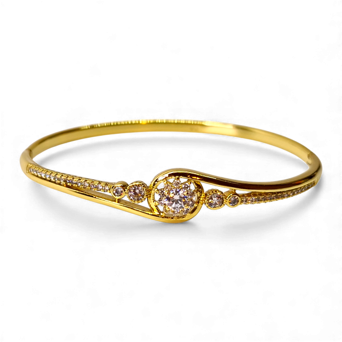 Brățară Emily placată cu aur cu centru pavé și zirconii clare [1]