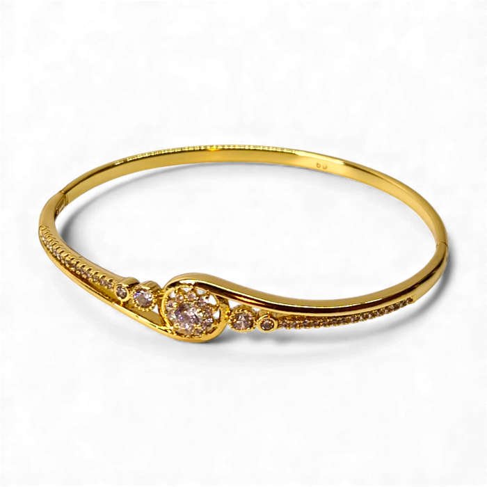 Brățară Emily placată cu aur cu centru pavé și zirconii clare [7]