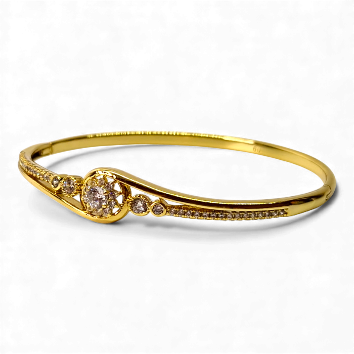 Brățară Emily placată cu aur cu centru pavé și zirconii clare [5]