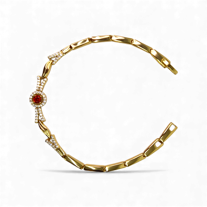 Brățară Julia placată cu aur cu piatră roșie și zirconii [5]