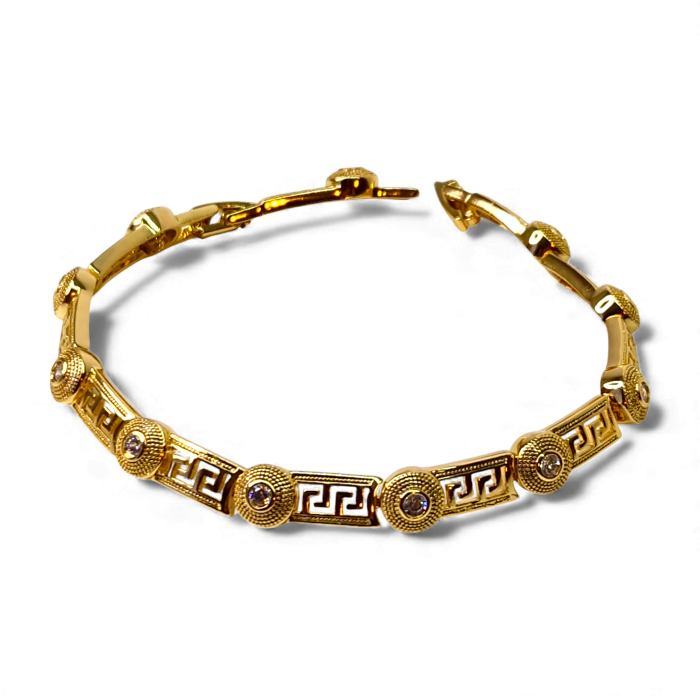 Bratar model Versace placata cu aur de 18k si incrustata cu cristale din zirconiu albe [5]