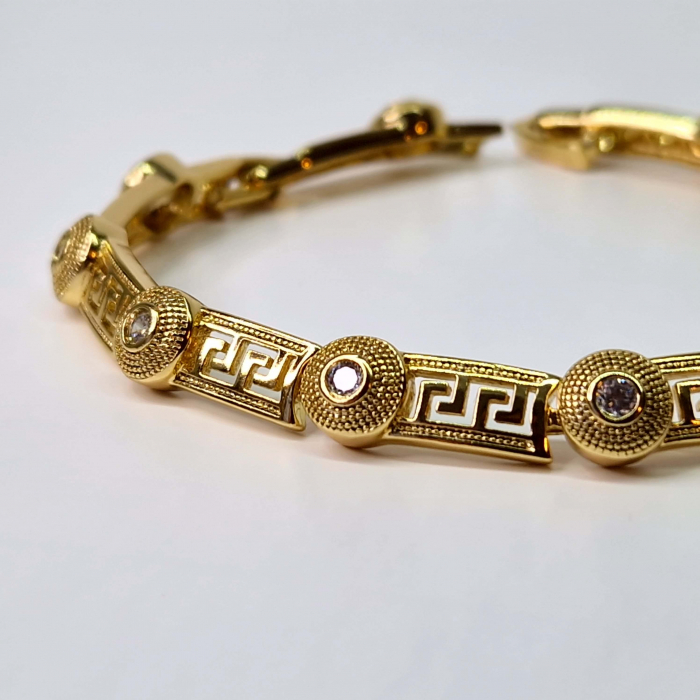 Bratar model Versace placata cu aur de 18k si incrustata cu cristale din zirconiu albe [4]