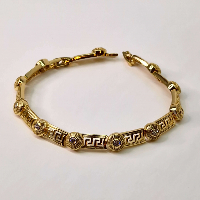 Bratar model Versace placata cu aur de 18k si incrustata cu cristale din zirconiu albe [3]
