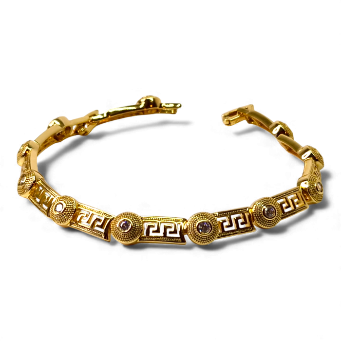 Bratar model Versace placata cu aur de 18k si incrustata cu cristale din zirconiu albe [1]