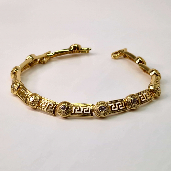 Bratar model Versace placata cu aur de 18k si incrustata cu cristale din zirconiu albe [1]
