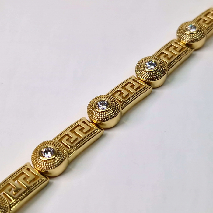 Bratar model Versace placata cu aur de 18k si incrustata cu cristale din zirconiu albe [2]