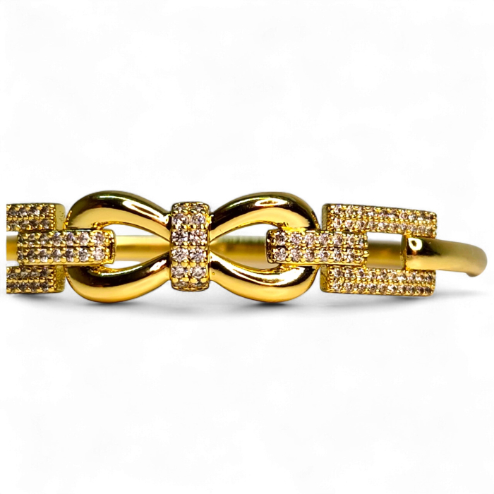 Brățară placată cu aur Karina cu nod elegant și zirconii [5]