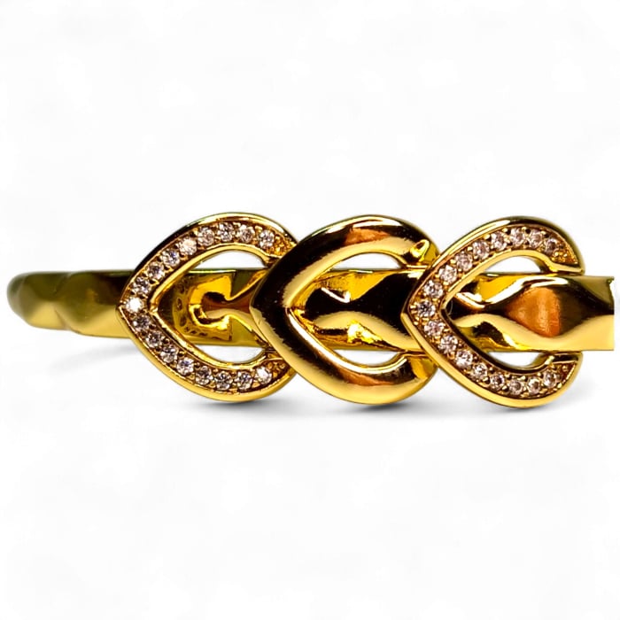 Brățară placată cu aur Isabela cu inimioare și zirconii [3]