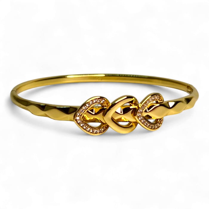 Brățară placată cu aur Isabela cu inimioare și zirconii [1]