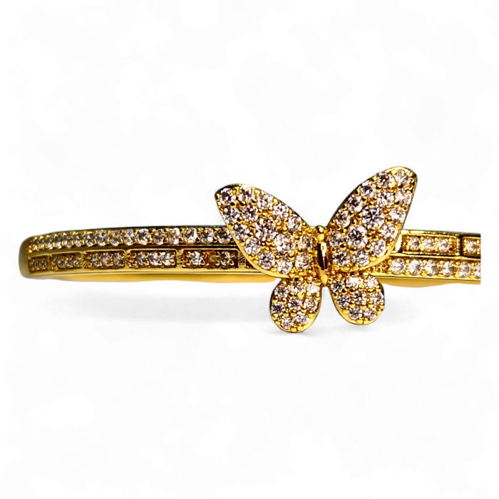 Brățară placată cu aur Kaiya cu fluture și zirconii [6]