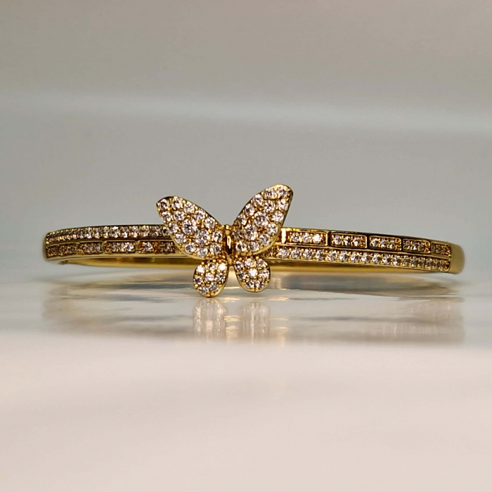 Bratara placata cu aur de 18k cu un superb fluture incrustat cu cristale de zirconiu albe [5]