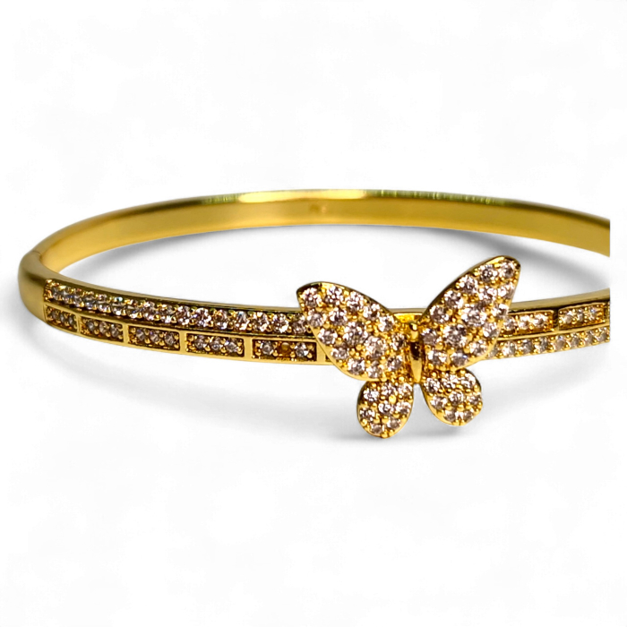 Brățară placată cu aur Kaiya cu fluture și zirconii [5]