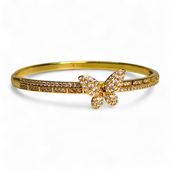 Brățară placată cu aur Kaiya cu fluture și zirconii [3]