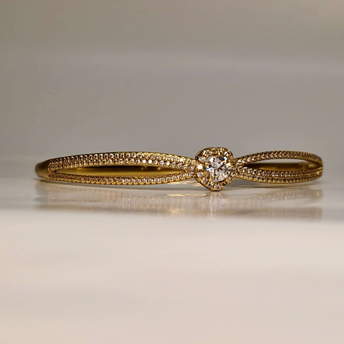 Bratara cu cristal central de zirconiu placata cu aur de 18k si zirconii albe [6]