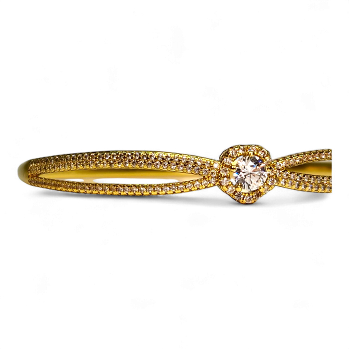 Brățară placată cu aur Ramya cu zirconiu central și detalii delicate [3]