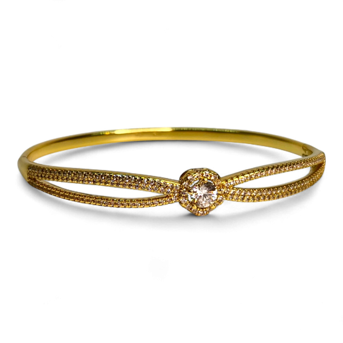 Brățară placată cu aur Ramya cu zirconiu central și detalii delicate [1]