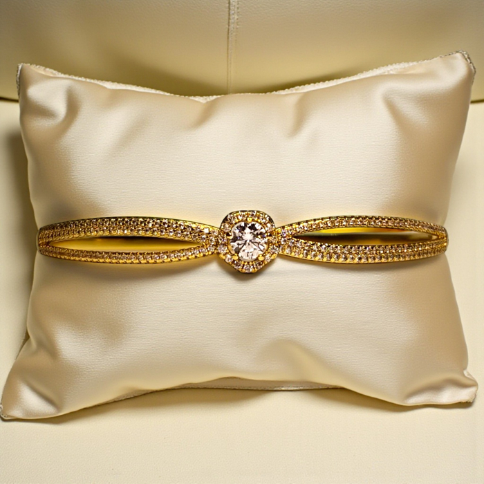 Brățară placată cu aur Ramya cu zirconiu central și detalii delicate [6]