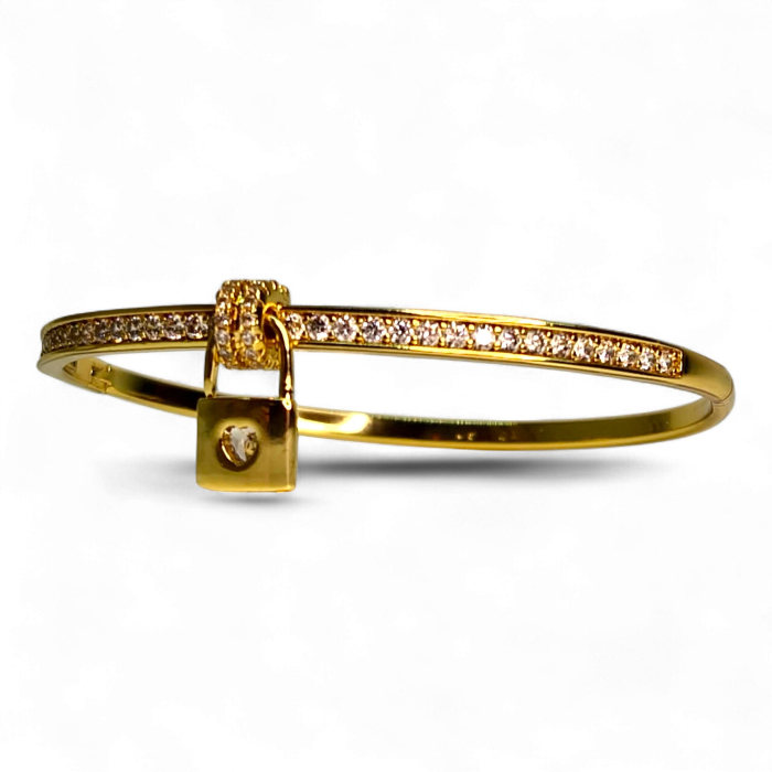 Brățară placată cu aur Sonia cu lacăt și zirconii albe [3]