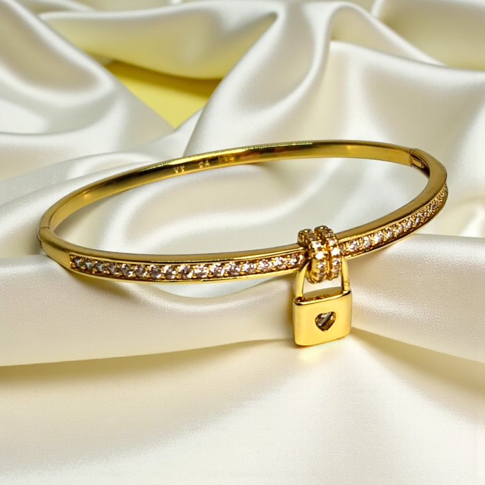 Brățară placată cu aur Sonia cu lacăt și zirconii albe [2]