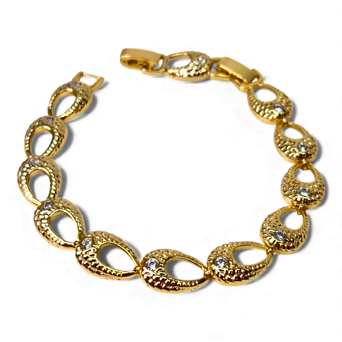 Bratara Simona placata cu aur de 18k si incrustata cu cristale albe din zirconiu [1]