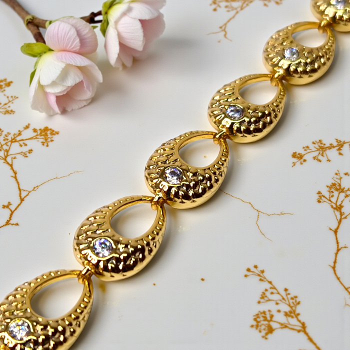 Bratara Simona placata cu aur de 18k si incrustata cu cristale albe din zirconiu [4]