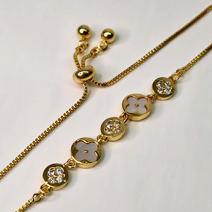 Bratara eleganta, reglabila placata cu aur de 18k si insertii de sidef [5]