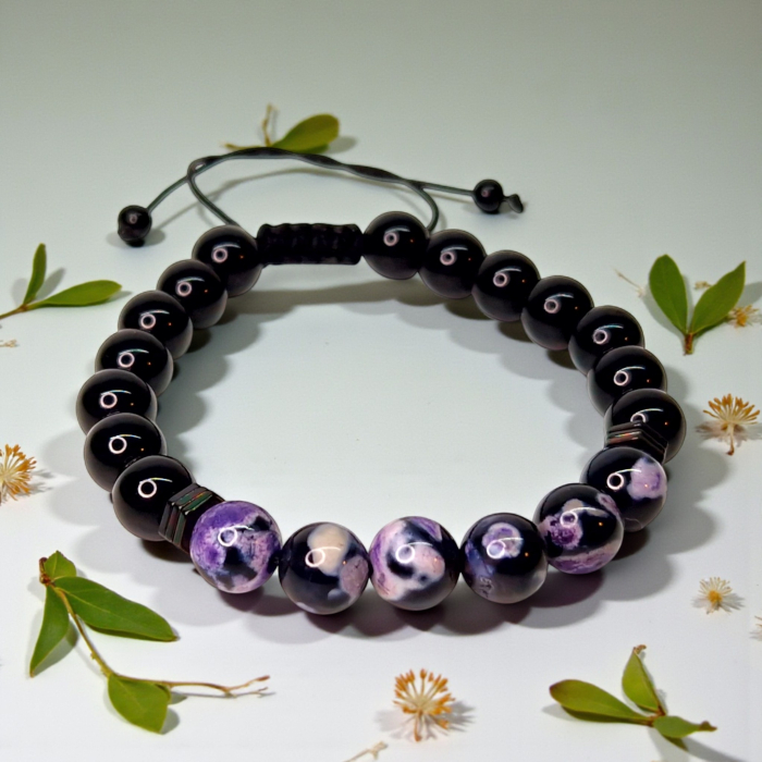 Brățară Nevada cu hematit și agate mov [4]