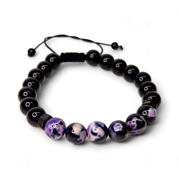 Brățară Nevada cu hematit și agate mov [3]