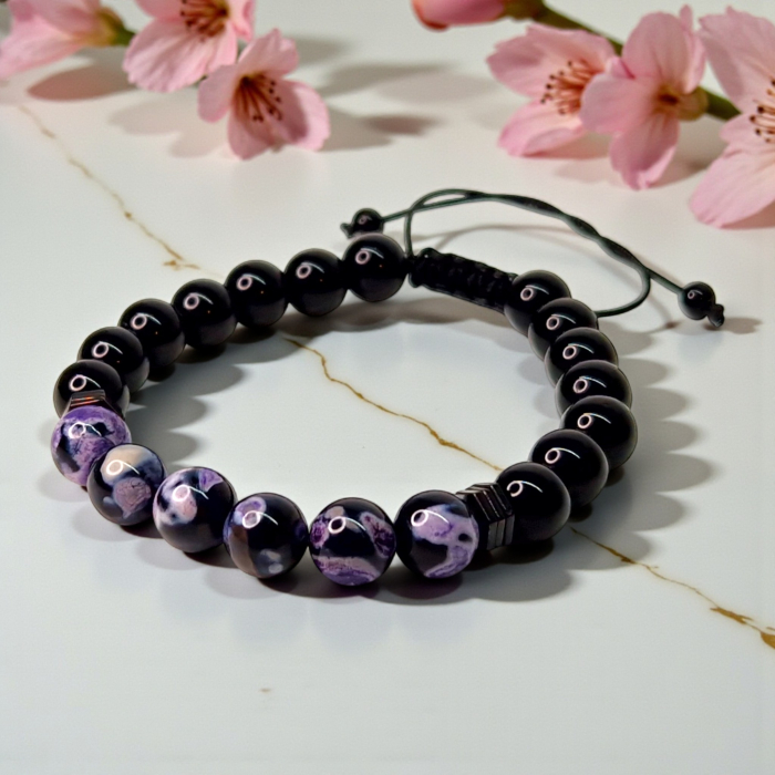 Brățară Nevada cu hematit și agate mov [2]