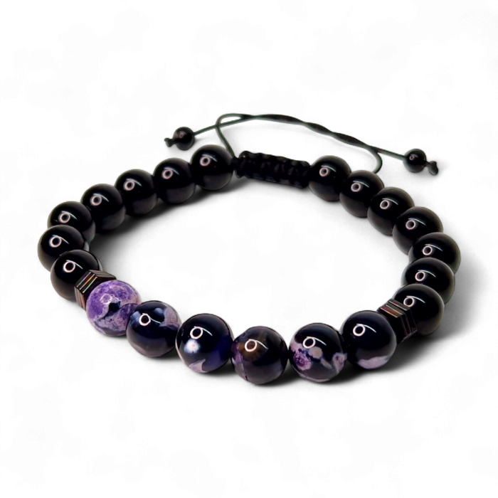 Brățară Nevada cu hematit și agate mov [5]