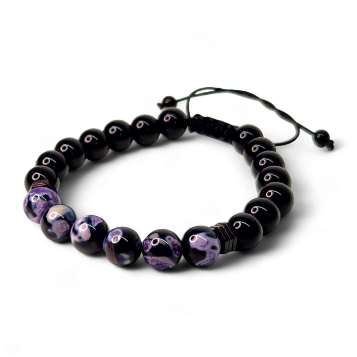 Brățară Nevada cu hematit și agate mov [1]