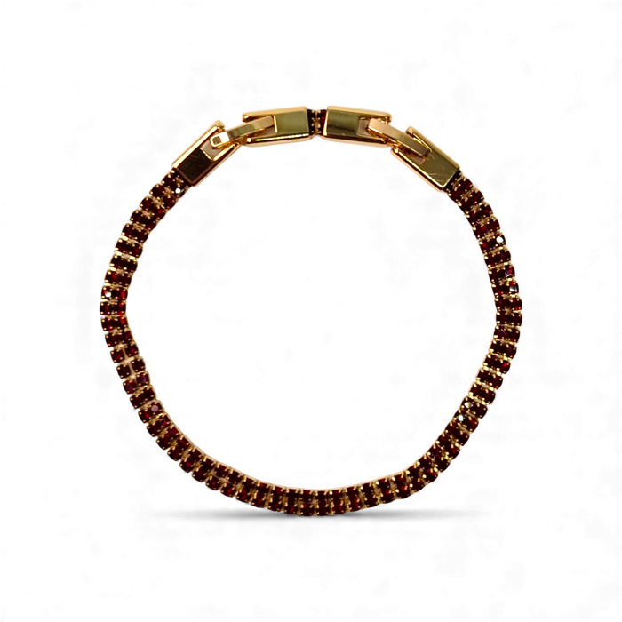 Brățară Emma tennis dublă placată cu aur 18K cu zirconii maro-roșiatice [5]