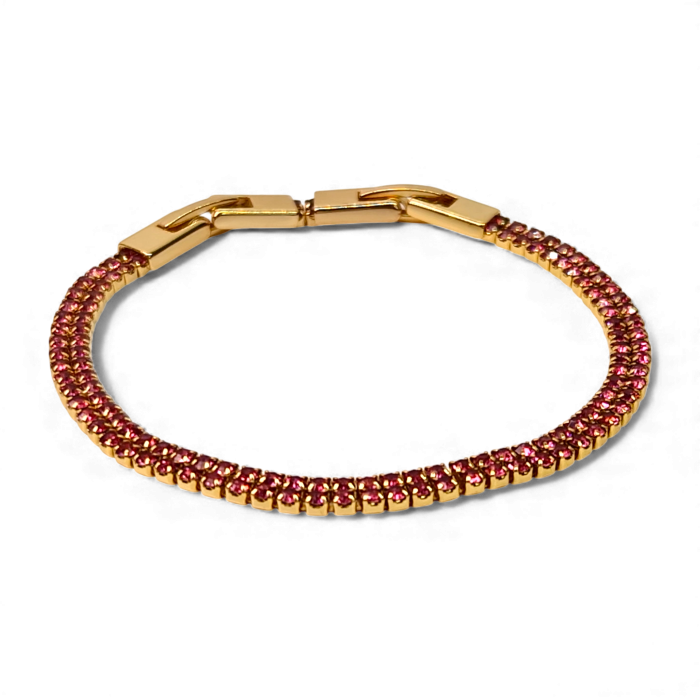 Brățară Isabella tennis dublă placată cu aur cu zirconii roz [5]