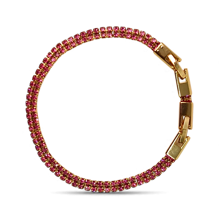Brățară Isabella tennis dublă placată cu aur cu zirconii roz [7]