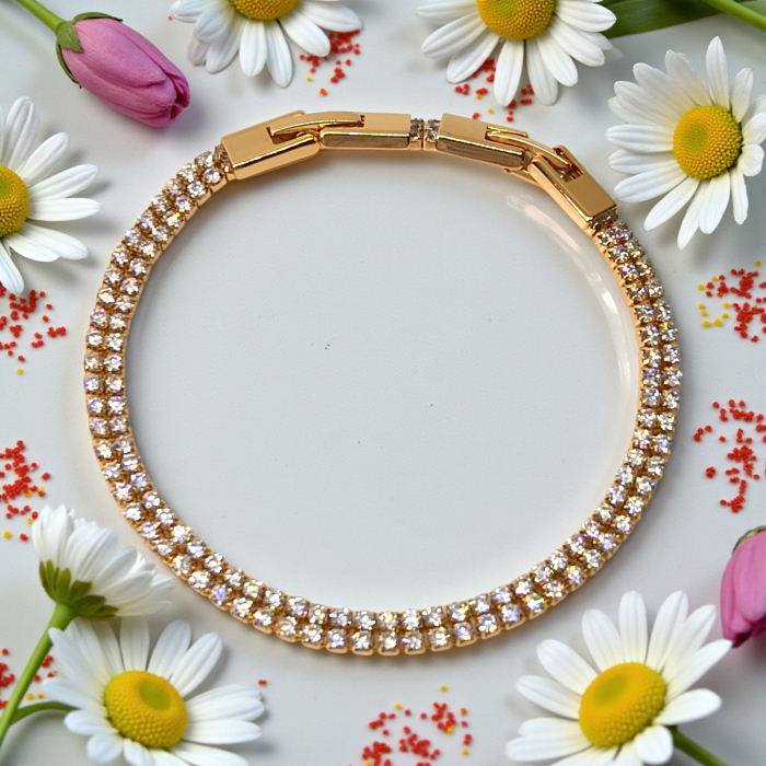 Brățară Sophia tennis dublă placată cu aur 18K cu zirconii clare [8]