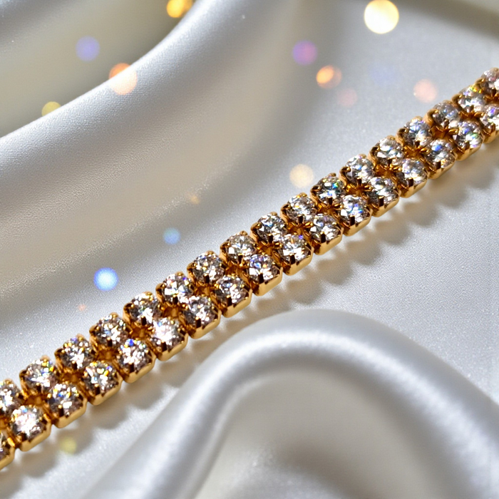 Brățară Sophia tennis dublă placată cu aur 18K cu zirconii clare [6]
