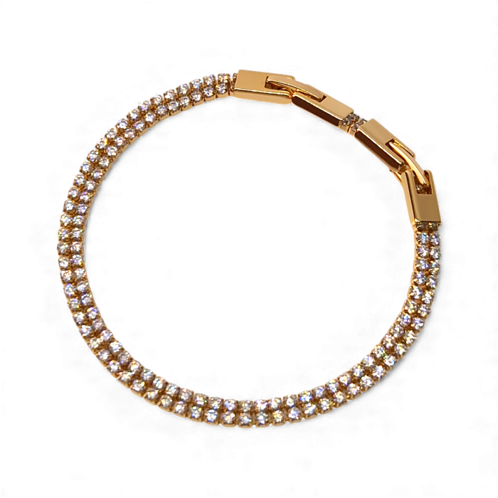 Brățară Sophia tennis dublă placată cu aur 18K cu zirconii clare [1]