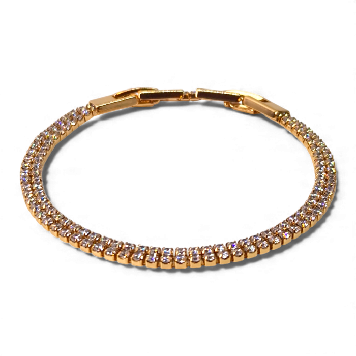 Brățară Sophia tennis dublă placată cu aur 18K cu zirconii clare [3]