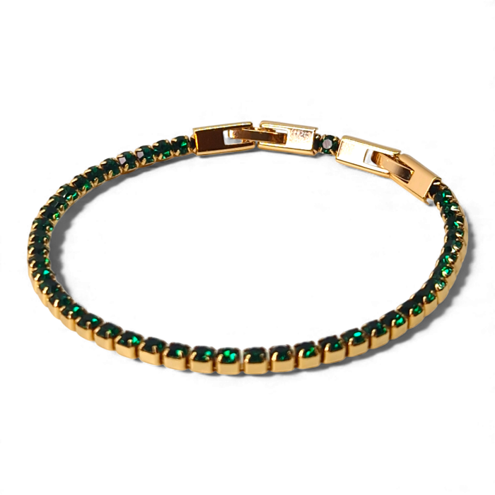 Brățară Olivia placată cu aur 18K cu zirconii verde-smarald [3]