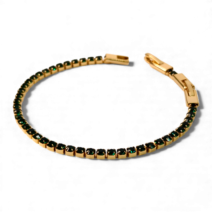 Brățară Olivia placată cu aur 18K cu zirconii verde-smarald [9]